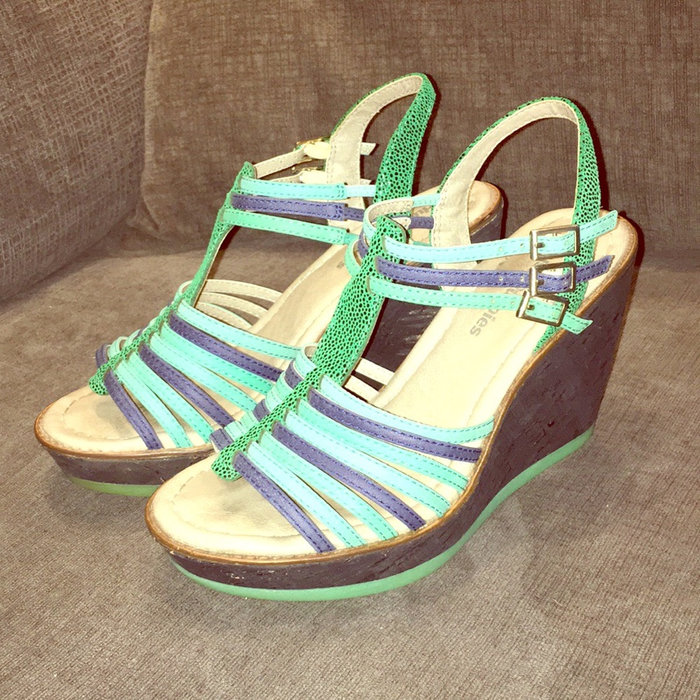 Hush Puppies multi-blue funky wedge